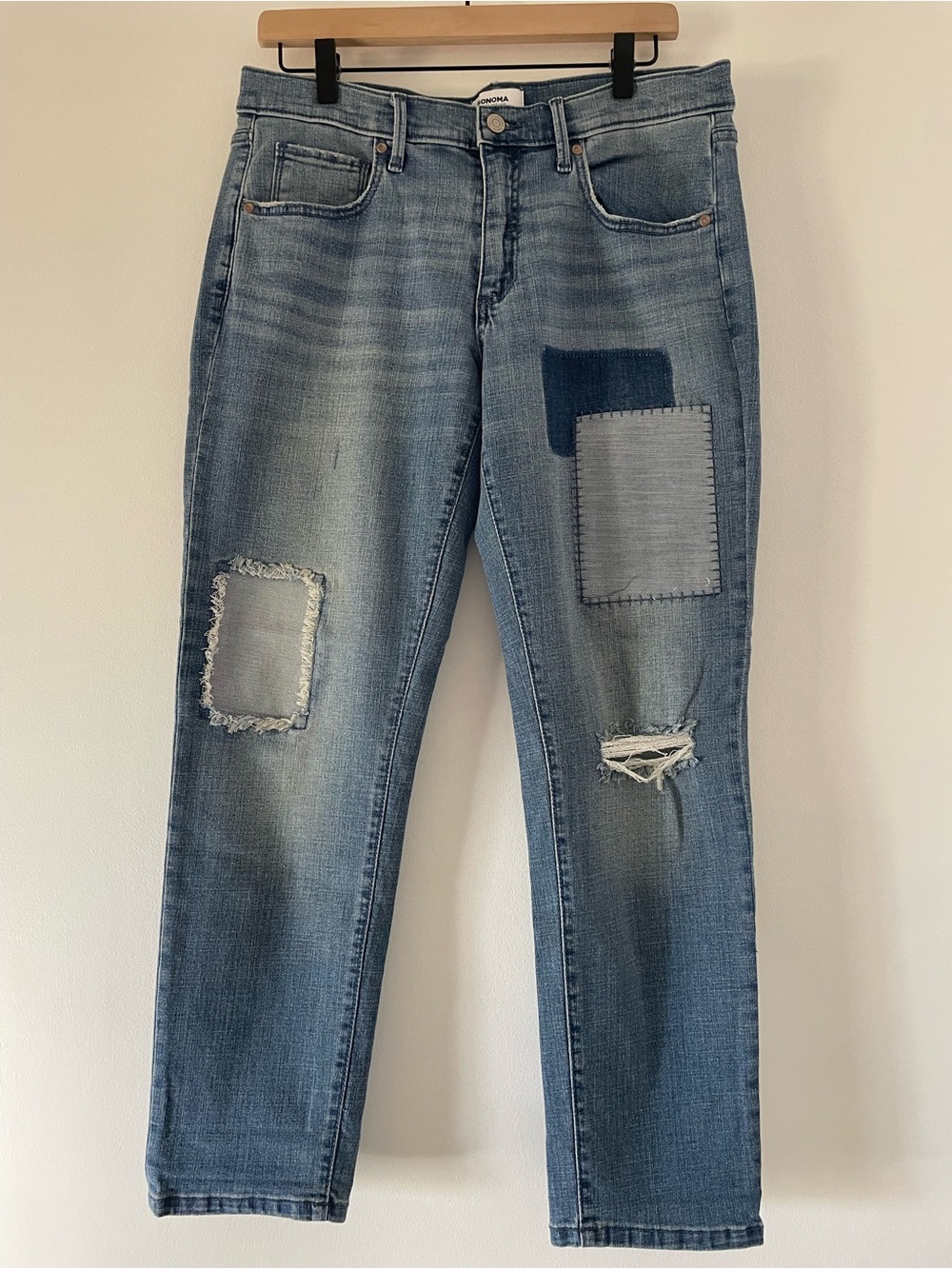 Patchwork Girlfriend Jeans 78% Cotton Women’s 8